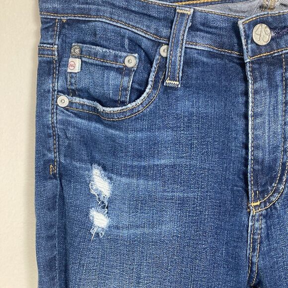 AG Adriano Goldschmeid Jeans 26 (26x27") Blue Mid Rise Straight Leg Distressed - Picture 8 of 15